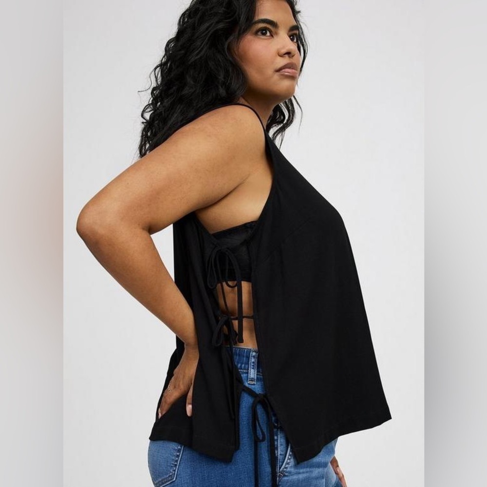 torrid Black Sleeveless Tank with Side Tie Detail - Picture 4 of 11